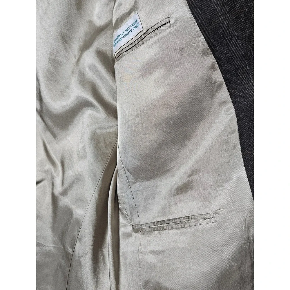Austin Reed London Blazer 40R Brown‎ Herringbone Plaid Tailored in USA LL Bean
